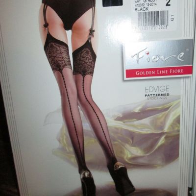 FIORE EDVIGE BACKSEAM GARTER STOCKINGS 4 SIZES XL FINE EUROPEAN HOSIERY BLACK